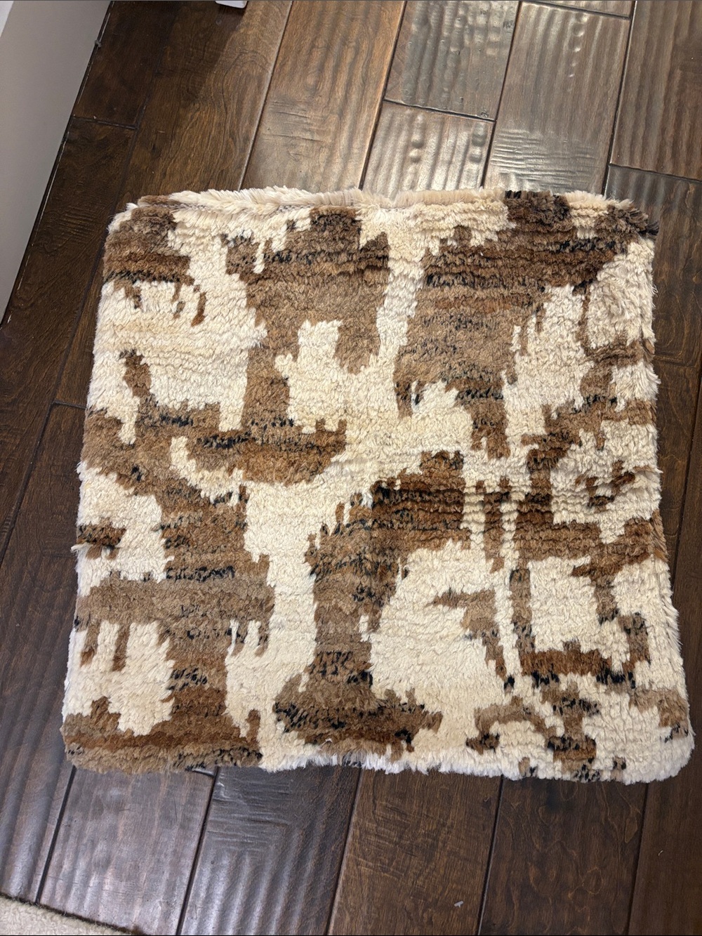 Pottery Barn Neutral Brown and Cream Shag Square 22x22 Pillow Cover
